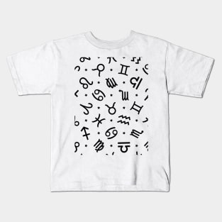 Pattern Set Zodiac Sign Horoscope Astrology Symbol Black and Maroon Kids T-Shirt